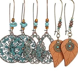 BOHO vintage inspired dangle earrings set - 3 pair